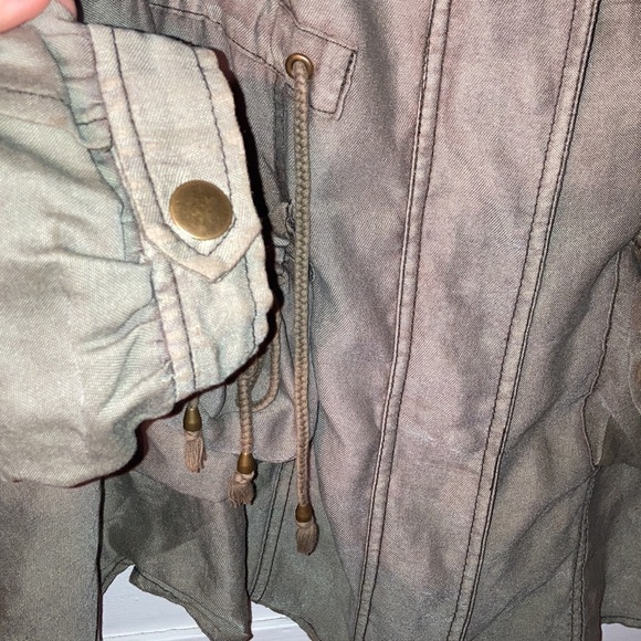 Free People Distressed Military Parka Zipper Jacket Fit Casual Army Green - Picture 6 of 9